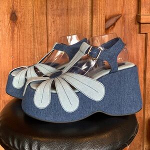 Delia’s Dolls Kill Denim Daisy Platform Sandals Women’s Size 9M